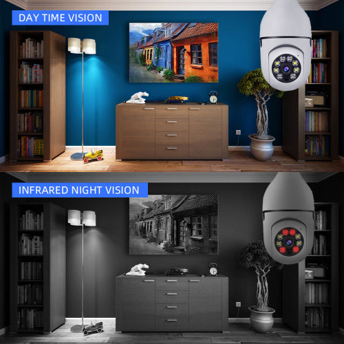 V380 Full HD 1080P Wireless LED PTZ IP Bulb Camera With NIGHT VISION, Wide Angle, Two-way Audio