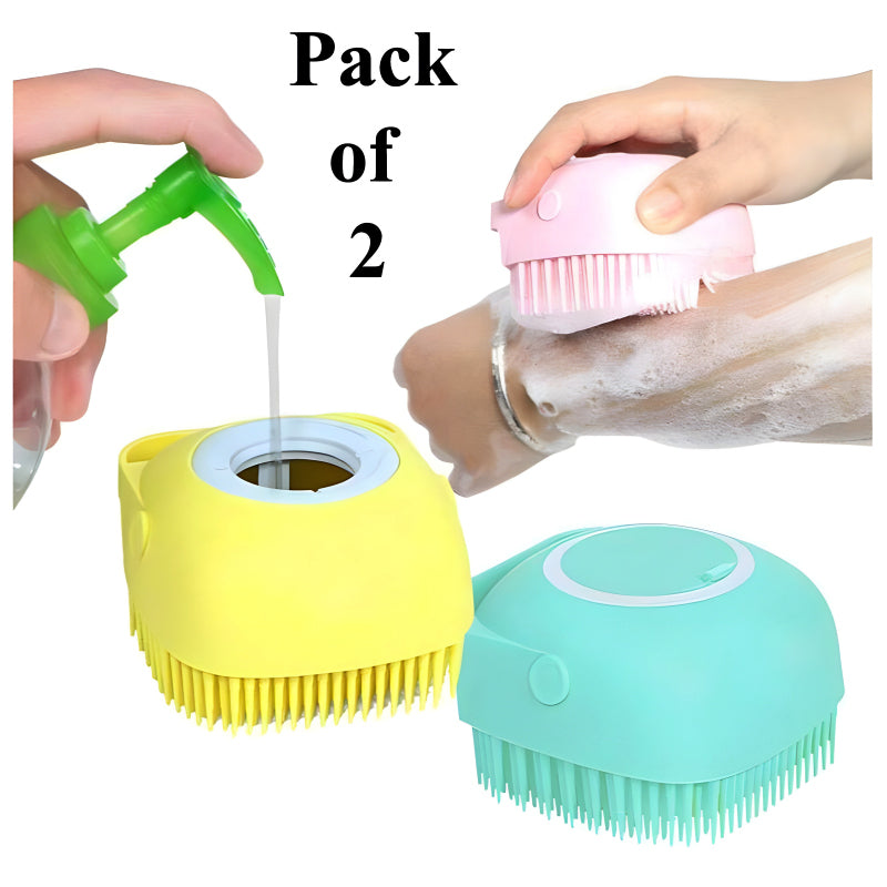 Set of 2 Soft Silicone Massage Bath Brushes with Soap Dispenser and Easy-Clean Design  Previous product  Next product