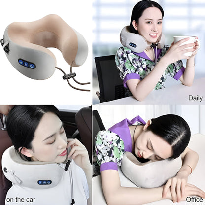 Compact And Versatile Electric U-Shaped Massage Pillow For Outdoor, Home, And Car Relaxation